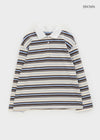 Meldinba Stripe Collar Long Sleeve T-shirt