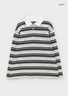 Meldinba Stripe Collar Long Sleeve T-shirt