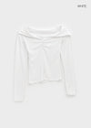 Maelo Shirring Slit Off-Shoulder Long Sleeve Tee