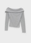 Maelo Shirring Slit Off-Shoulder Long Sleeve Tee