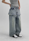 Herdin Layered Skirt Denim Pants