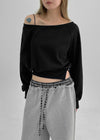 Ronca Off Shoulder Slit Crop Man to Man