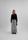 Ditf Check Color Combination Wide Banding Pants