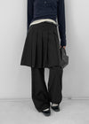 Mienon Back Banding Pleats Skirt Pants