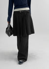 Mienon Back Banding Pleats Skirt Pants