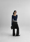 Mienon Back Banding Pleats Skirt Pants