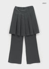 Mienon Back Banding Pleats Skirt Pants