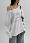 Mcken Letter Off Shoulder Long Sleeve T-shirt