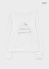 Mcken Letter Off Shoulder Long Sleeve T-shirt