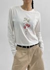 Jimcho Strawberry Semi Crop Long Sleeve T-shirt