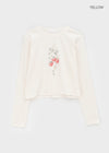 Jimcho Strawberry Semi Crop Long Sleeve T-shirt