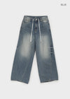 Chapon Strap Washing Wide Denim Pants