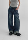 Grooving Pocket Wide Denim Pants