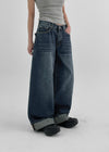 Grooving Pocket Wide Denim Pants