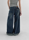 Grooving Pocket Wide Denim Pants