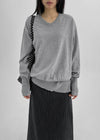 Tupe Button Loose Fit V-Neck Knit