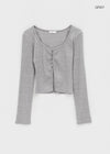 Katan Ribbed Slit Crop Cardigan