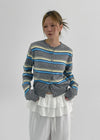 Turking Stripe Knit Round Cardigan