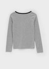 Elovie Button Color Combination Long Sleeve T-shirt