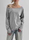 Tenfalling Basic Off Shoulder Long Sleeve T-shirt