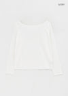 Tenfalling Basic Off Shoulder Long Sleeve T-shirt