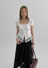 Palmk Frill Lace Short Sleeve Blouse