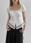 Palmk Frill Lace Short Sleeve Blouse