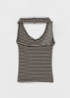 Duver Stripe Semi Crop Holter Halter Sleeveless