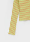 Robla semi-crop one-shoulder striped long-sleeve T-shirt