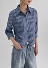 Tyrom Semi Crop 3/4 Sleeve Check Shirt