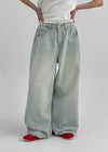 Nonping Folding Washing Wide Denim Pants (2TYPE)