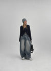 Nonping Folding Washing Wide Denim Pants (2TYPE)