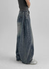 Nonping Folding Washing Wide Denim Pants (2TYPE)