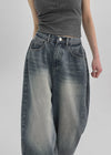 Nonping Folding Washing Wide Denim Pants (2TYPE)