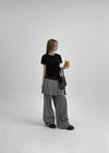 Kepom Nylon Back Banding Pleats Skirt Pants