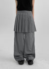 Kepom Nylon Back Banding Pleats Skirt Pants