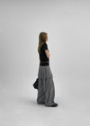 Kepom Nylon Back Banding Pleats Skirt Pants