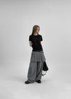 Kepom Nylon Back Banding Pleats Skirt Pants