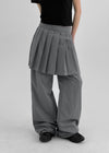 Kepom Nylon Back Banding Pleats Skirt Pants