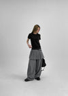 Kepom Nylon Back Banding Pleats Skirt Pants