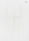 Kepom Nylon Back Banding Pleats Skirt Pants