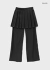 Kepom Nylon Back Banding Pleats Skirt Pants