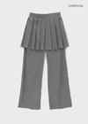 Kepom Nylon Back Banding Pleats Skirt Pants