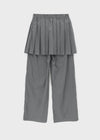 Kepom Nylon Back Banding Pleats Skirt Pants
