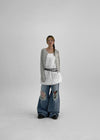 Kamshon Damage Wide Long Denim Pants
