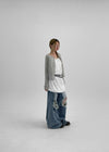 Kamshon Damage Wide Long Denim Pants