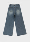Kamshon Damage Wide Long Denim Pants