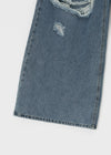 Kamshon Damage Wide Long Denim Pants