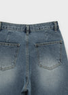 Kamshon Damage Wide Long Denim Pants