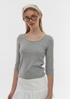 [B-BASIC] Standard U-Neck 3/4 Sleeve T-shirt (2SIZE)